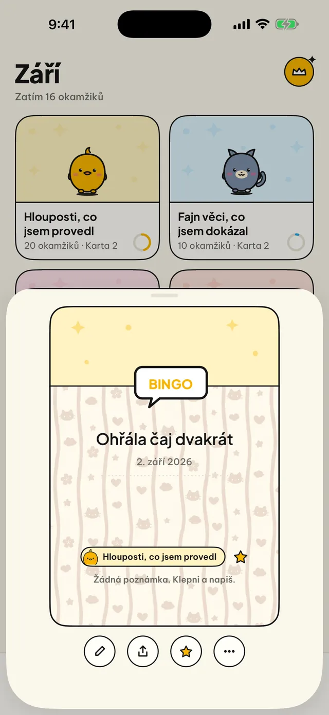 Každý okamžik má kartu.