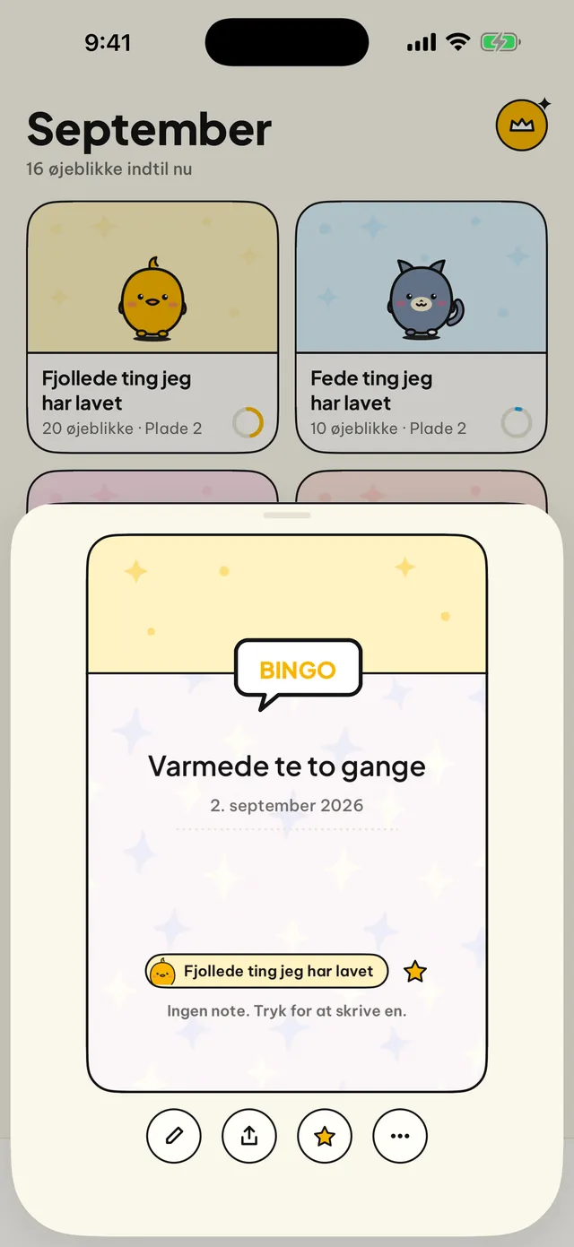 Hvert øjeblik får et kort.