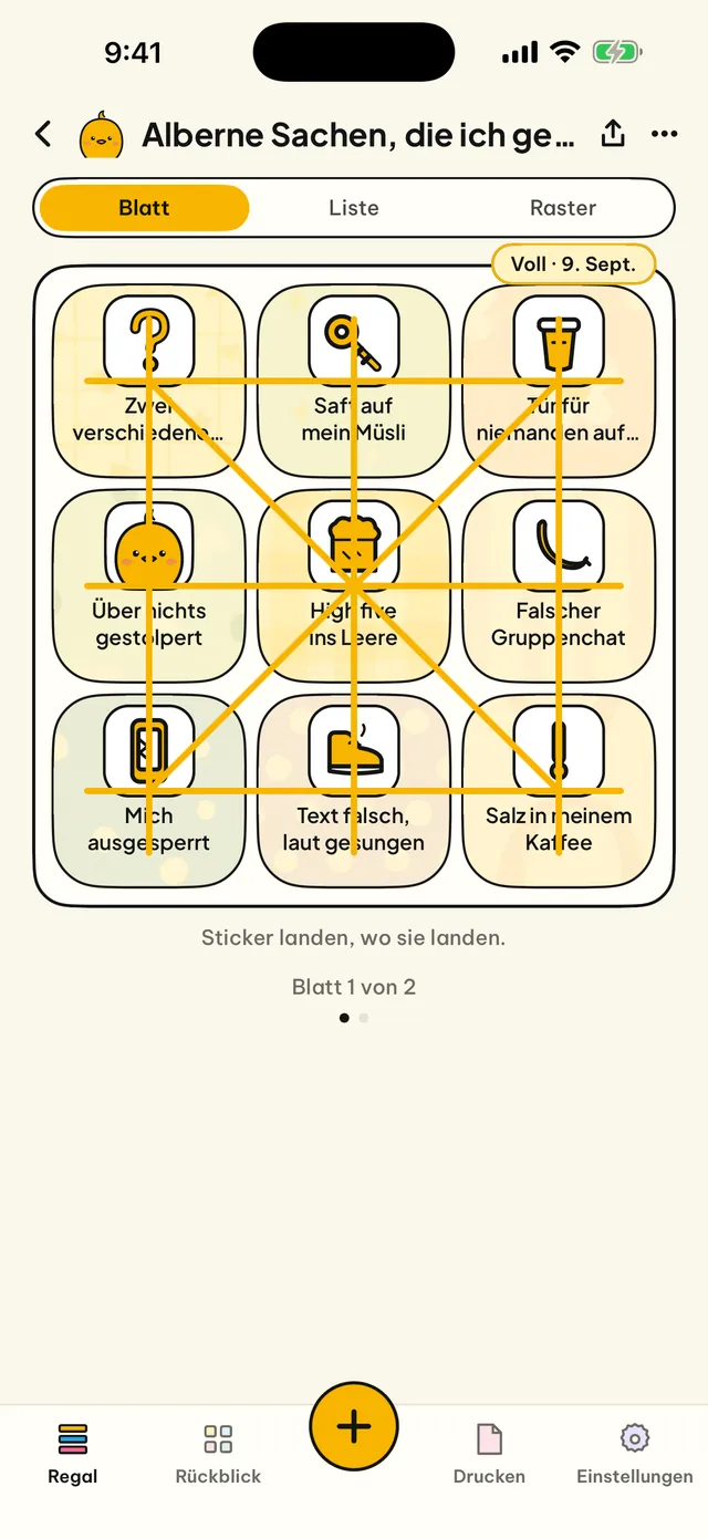 Dein Leben auf einem Bingofeld.