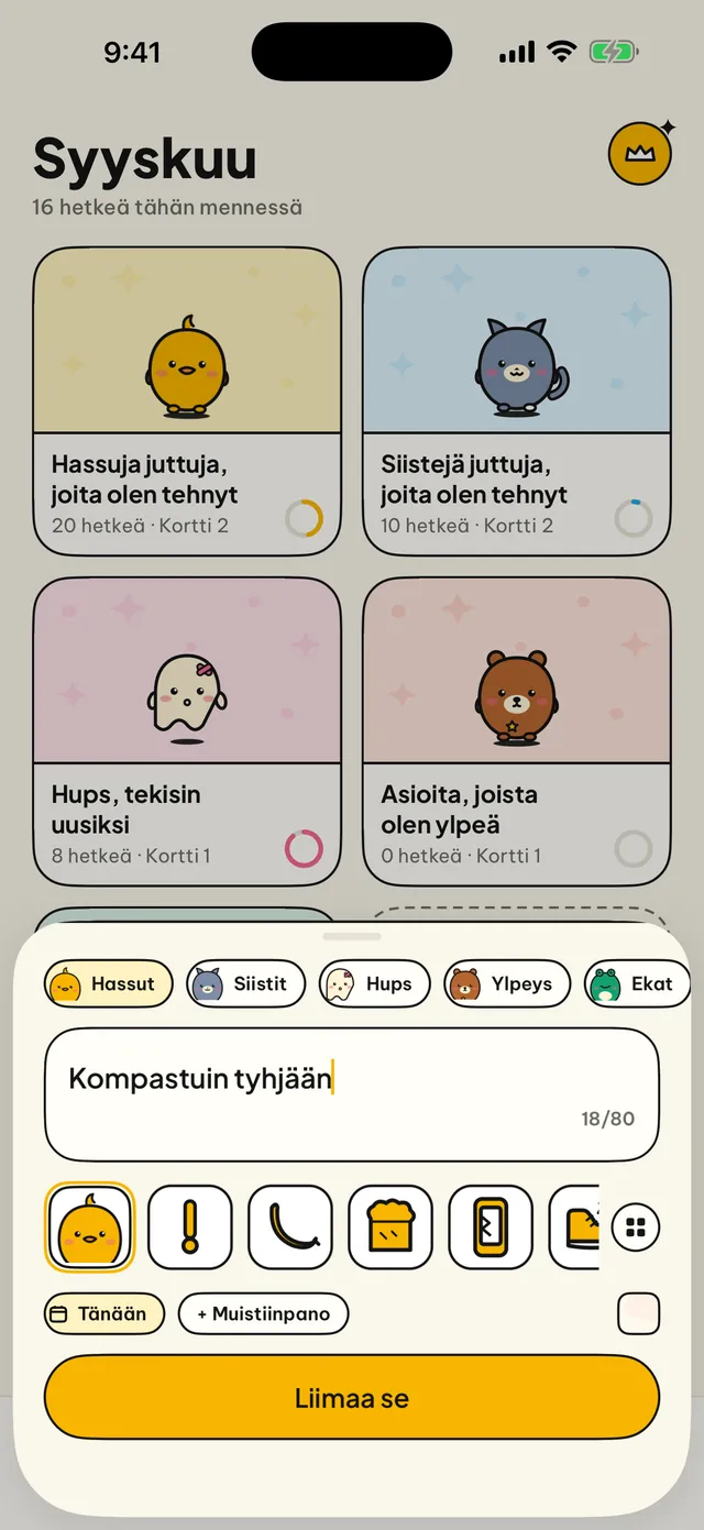Yksi rivi on koko merkintä.