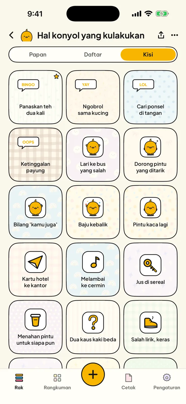 Papan, daftar atau kisi.
