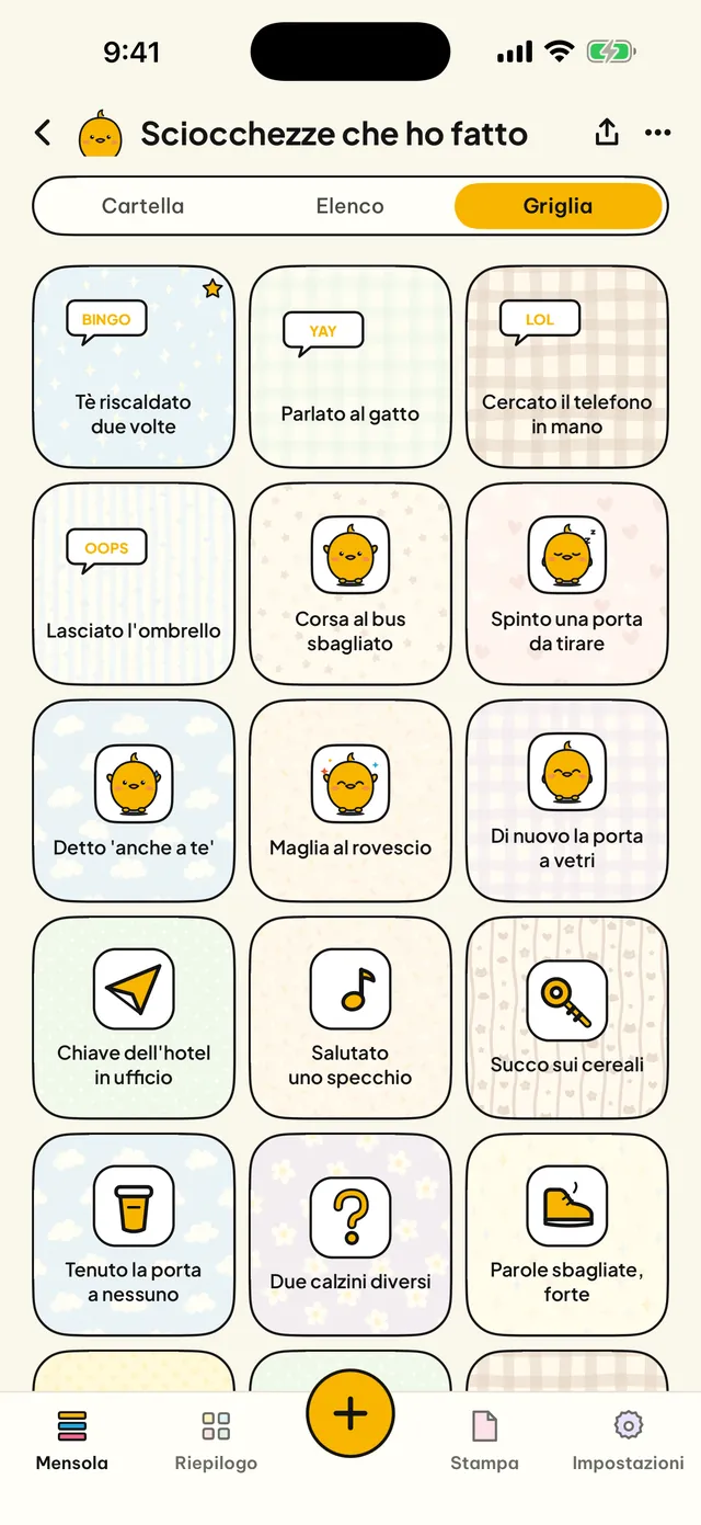 Cartella, lista o griglia.