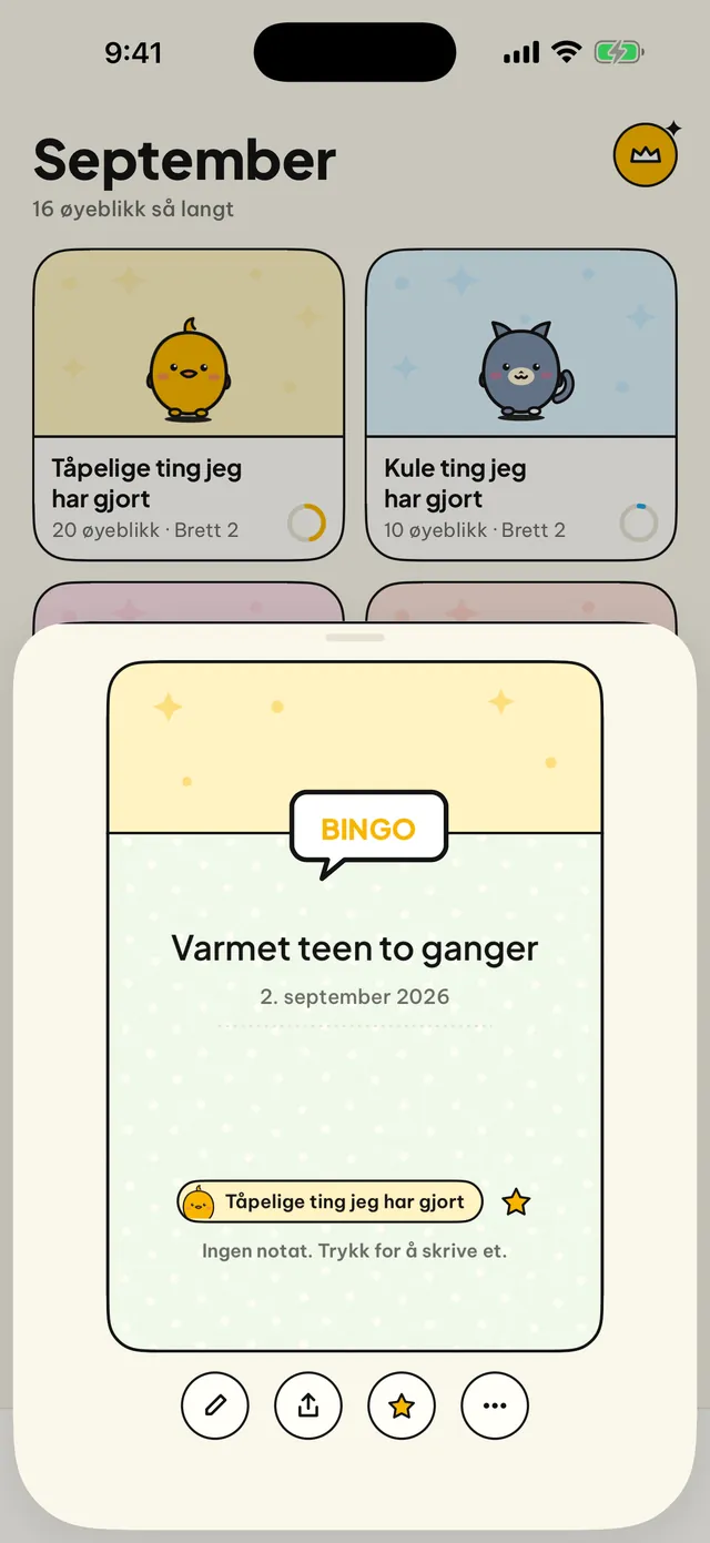 Hvert øyeblikk får et kort.