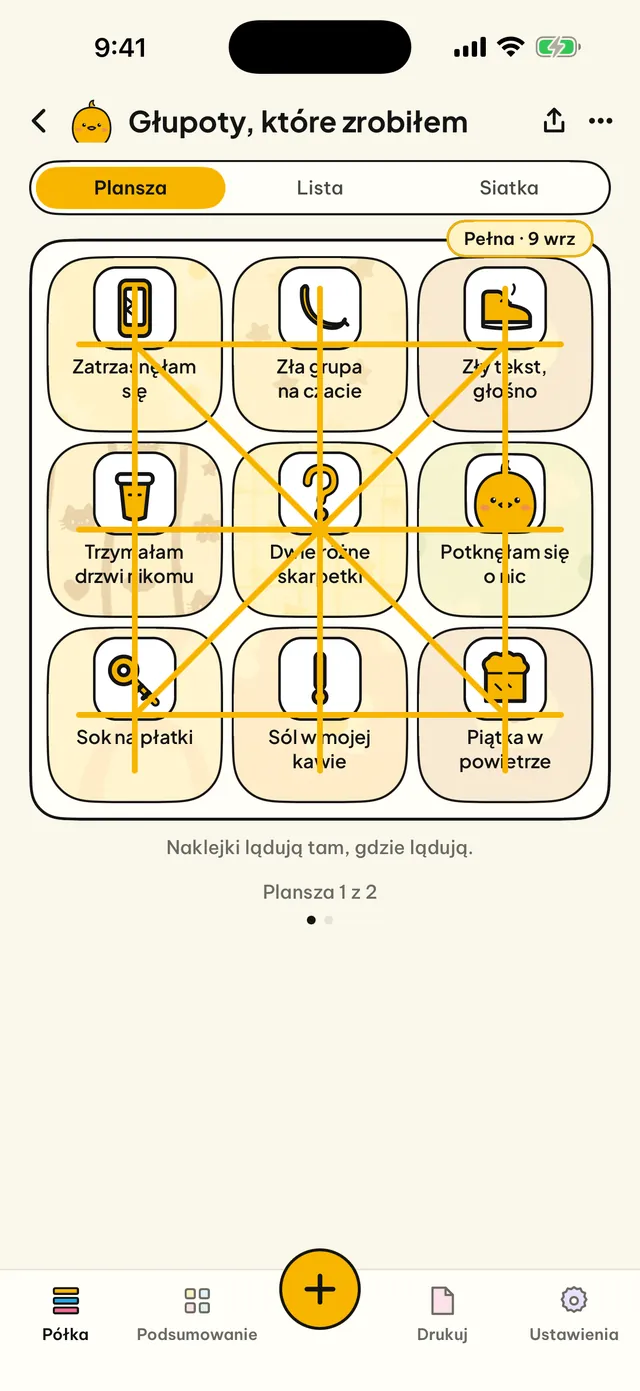 Twoje życie na planszy bingo.