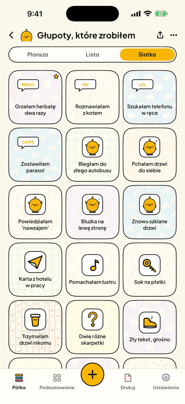 Plansza, lista albo siatka.
