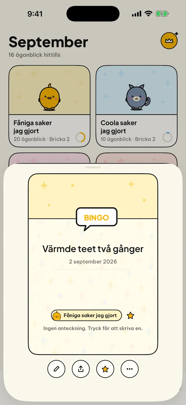 Varje stund får ett kort.